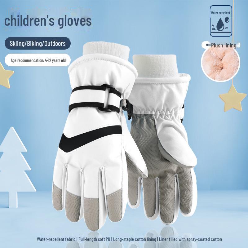 Kids' Warm Ski Gloves: Touchscreen, Velvet-Lined, Thick Insulation
