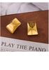 18K Gold-Plated Titanium Steel Rectangular Stud Earrings – Non-Fading, Smooth & Embossed Surface