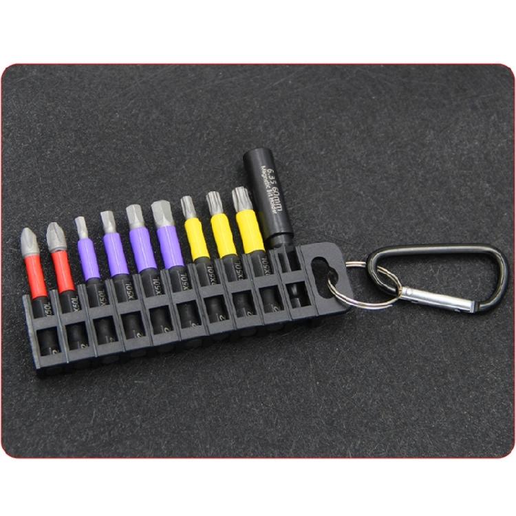 Kompaktes 10-teiliges Schraubendreherbit-Halter-Set Professionelle Stahlbits Eingebauter Magnethalter und Karabinerclip-Design