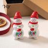 Micro Landscape Decorations 2Pcs Mini Christmas Figurine, Santa Claus Snowman Dolls, DIY Accessories for Holiday Scene Dollhouse Cake Decor,