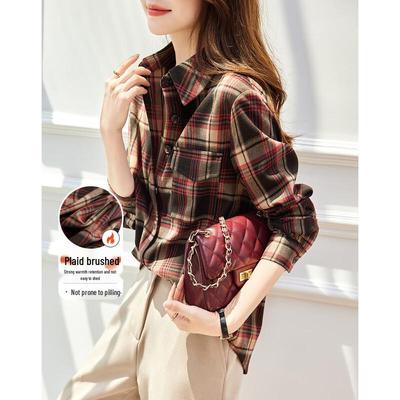Demana Women's Vintage Plaid Brushed Shirt