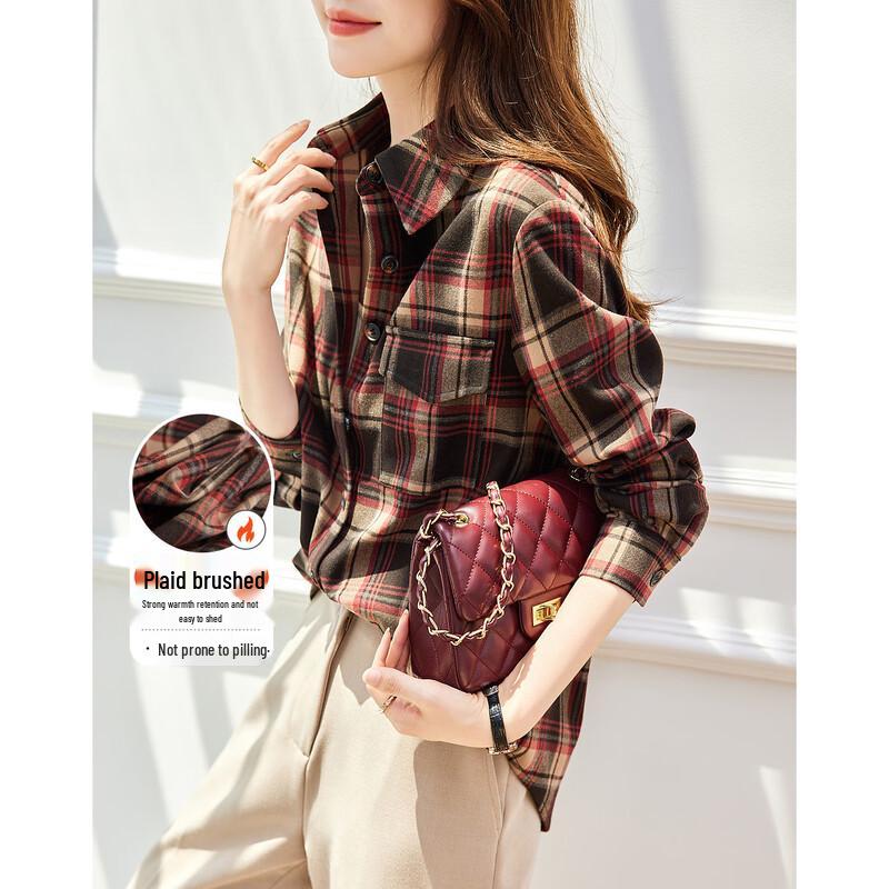 Demana Women's Vintage Plaid Brushed Shirt