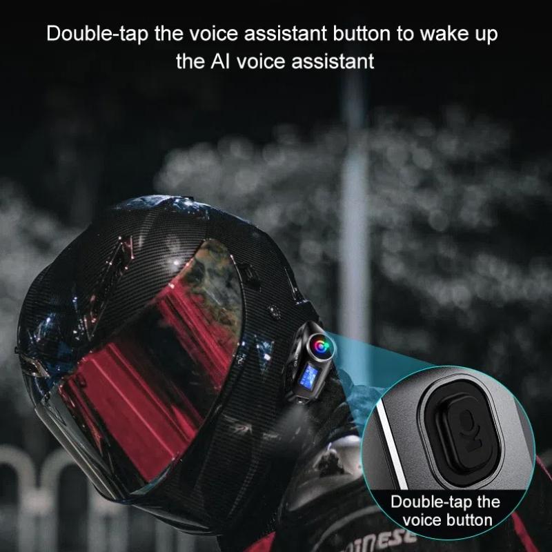 Bluetooth Headset for Motorcycle Helmets, Long Battery Life, Two-Way Intercom, Music Mixing, FM Radio, LCD Display for Cycling