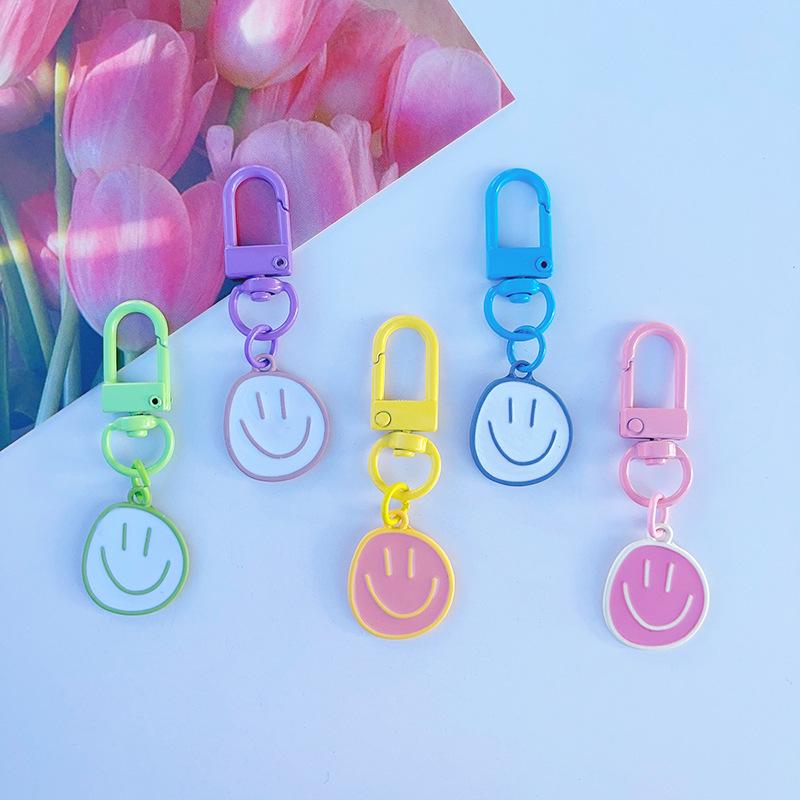 HyunA Style Smiley Face Pendant Keychain - Candy Color Dopamine Accessories for Bags