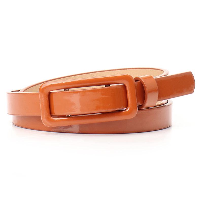 No Perforated Patent Leather Buckle Women'S Belt Jeans Dress Decorative Belt Candy-Colored Small Belt