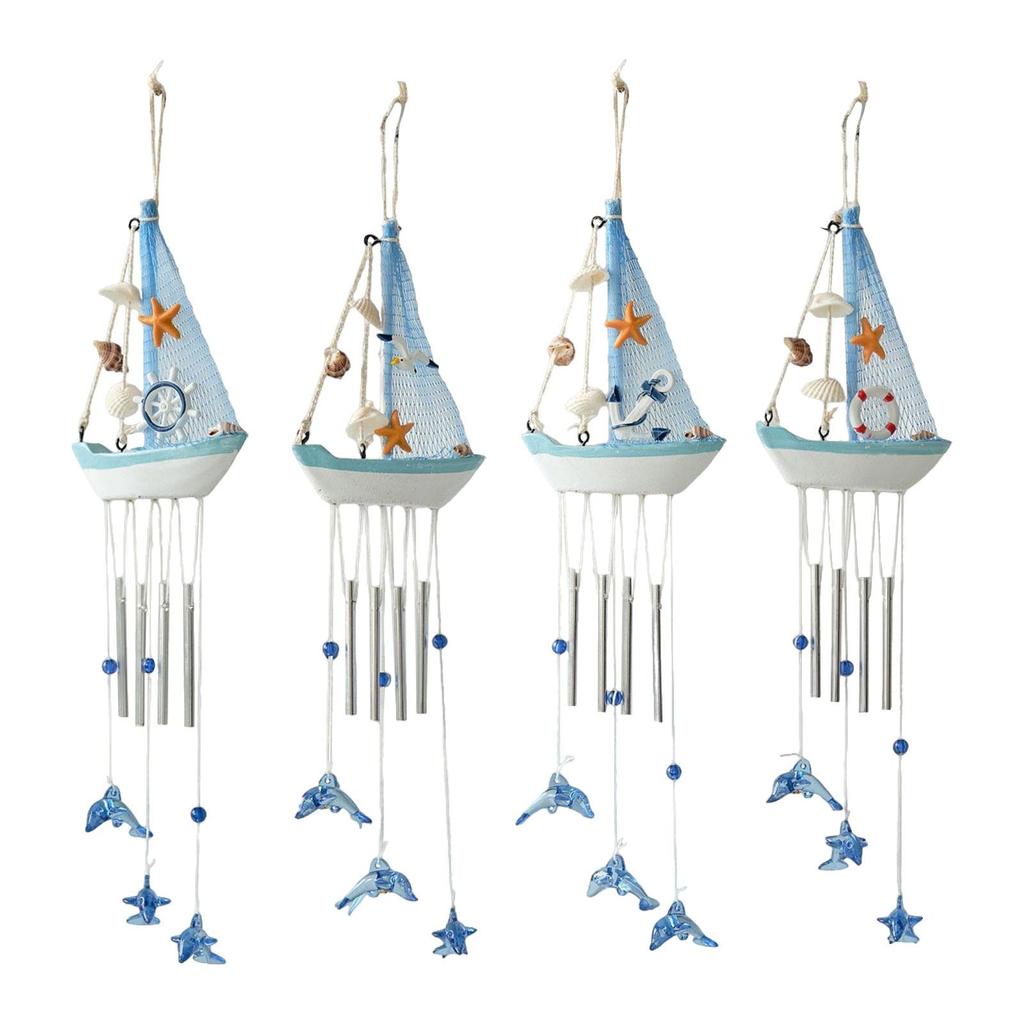 Sailboat Wind Chimes Unique Boat Windchime Charm Garden Wind Pendants Nautical Decor for Balcony Indoor Outdoor Yard