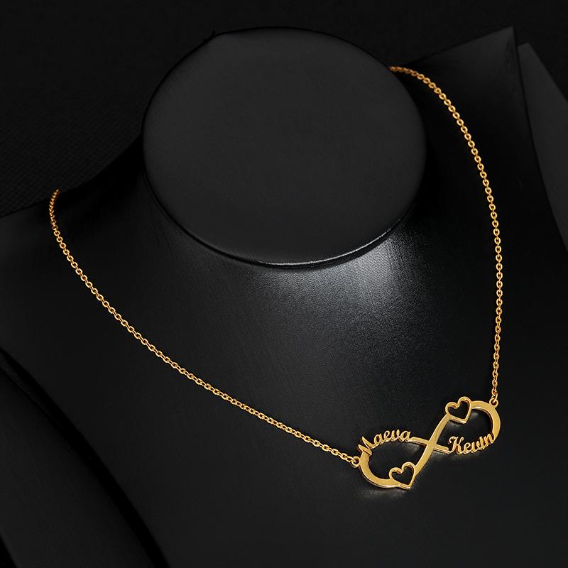 Custom Double Heart Two Names Infinity Necklaces For Women Stainless Steel Customized Necklace Pendant Personalized Jewelry Gift
