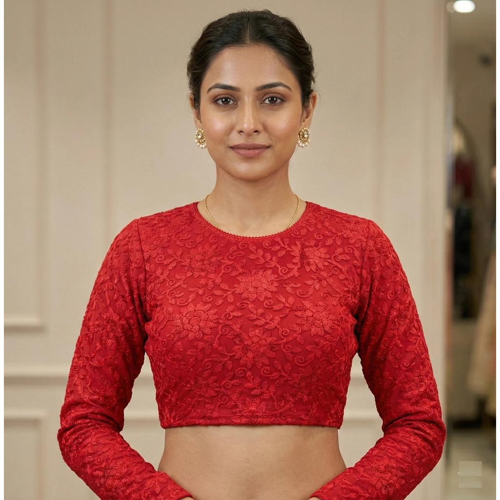 Women's Red Embroidery Designer Blouse Indian Bollywood Party Wear Ethnic Choli