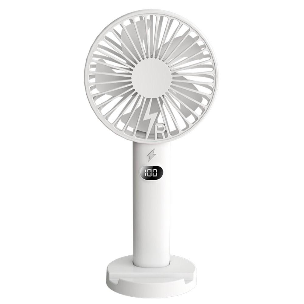 LCD Display Mini Fan With Phone Holder 5-Speed Wind Desk Fan Portable Charging Fan