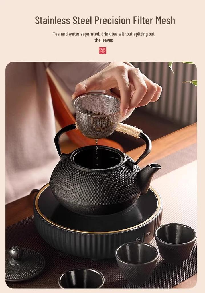 Handmade Uncoated Cast Iron Japanese Tea Pot - Retro Style Hearth Kettle for Brewing and Boiling Water