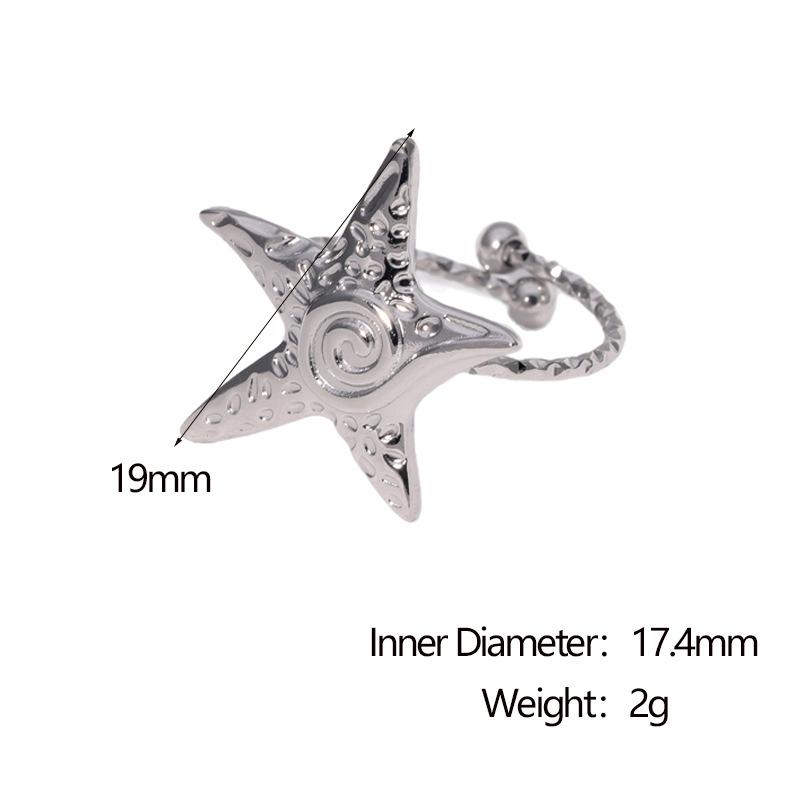 

Trendy Bohemia Gold Color Starfish Opening Rings for Women Stainless Steel Textured Spiral Star Ring Summer Beach Jewelry Gift resizable