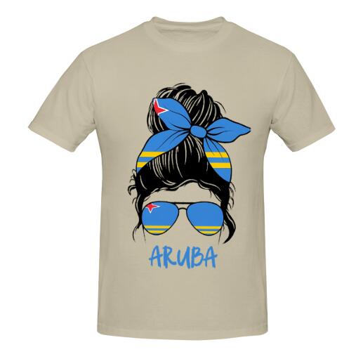 Aruba Flag Girl T-Shirt White Short Sleeve for Women Holiday National Day Clothing Streetwear
