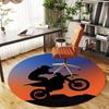 1pc Motorcycle Sunset Round Chair mat Area Rug - Non-Slip, Floor Mat for Office, Bedroom, home decor Christmas Gift p0811050