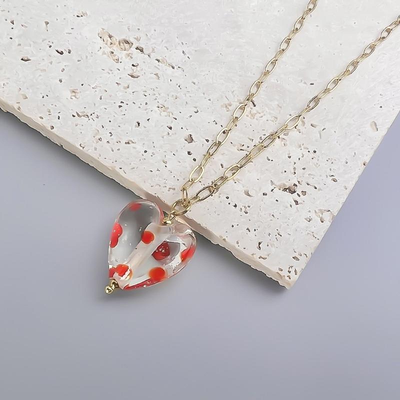 Delicate Glass Pendant Charm Choker Necklace Elegant Collar Chain Fashionable Neckwear Gift Jewelry for Girls Lady