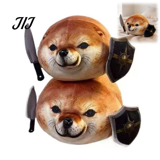 Funny Shiba Plush 35/45CM What The Dog Doing Toy, Plushie, Detachable Comfortable Stuffed Doll Knife Shield Doll, Soft Pillow, Novelty Abstract