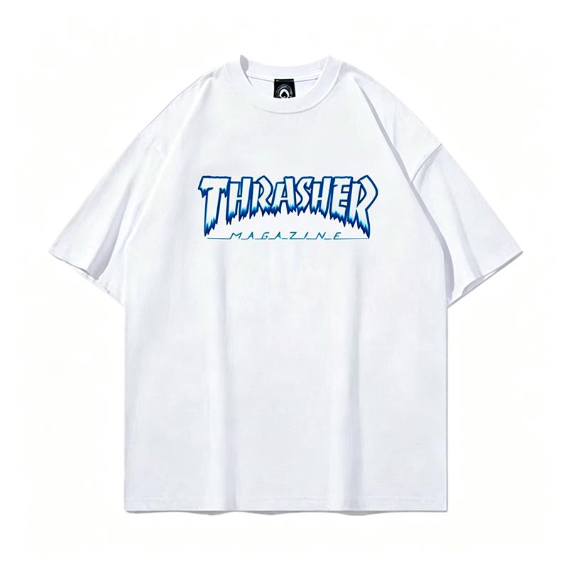 2012 Summer Thrasher Skateboard Magazine Letter Print T-Shirt Men Women Oversized Cotton Short Sleeve Casual Streetwear Tee Top