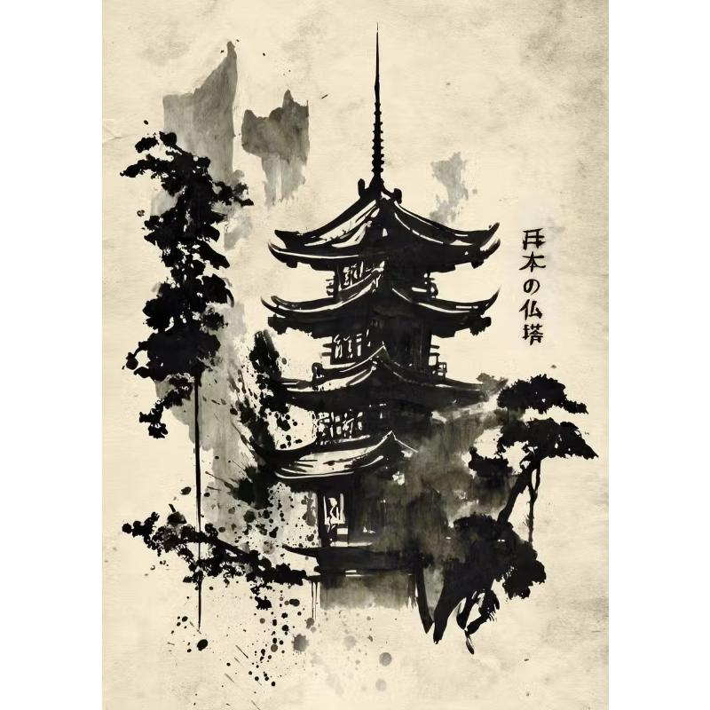 Japanisches Samurai Leinwandgemälde Wandkunst Charakter Poster und Drucke Heimdekorationsbild für Wohnzimmer Schlafzimmer Ästhetisch