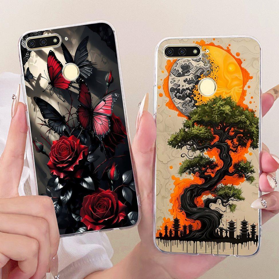 For Huawei Y6 Prime 2018 Case Transparent Cute Fashion Butterfly Funny Painted Casing For Huawei Y6Prime 2018 ATU-L31 ATU-L42
