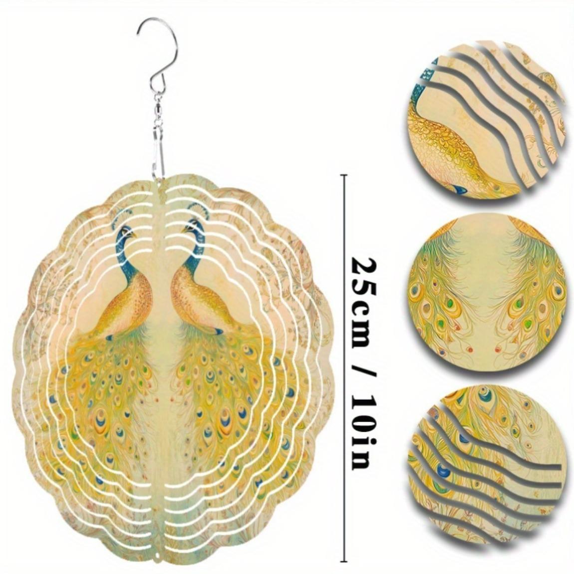 

Яркий павлин, колокольчик ветра для улицы, 10 дюймов, металлический садовый декор с вращающимся на 360 градусов крючком, всесезонный декор для патио, балкона, уникальная идея подарка 01A