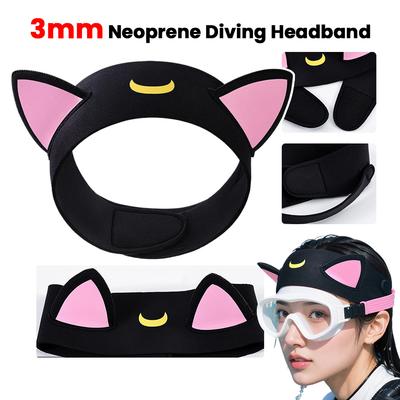 Cat Ears 3mm Neoprene Diving Headband Adjustable Dive Hairband Hair Protection Band Wetsuit Hood for Scuba Diving