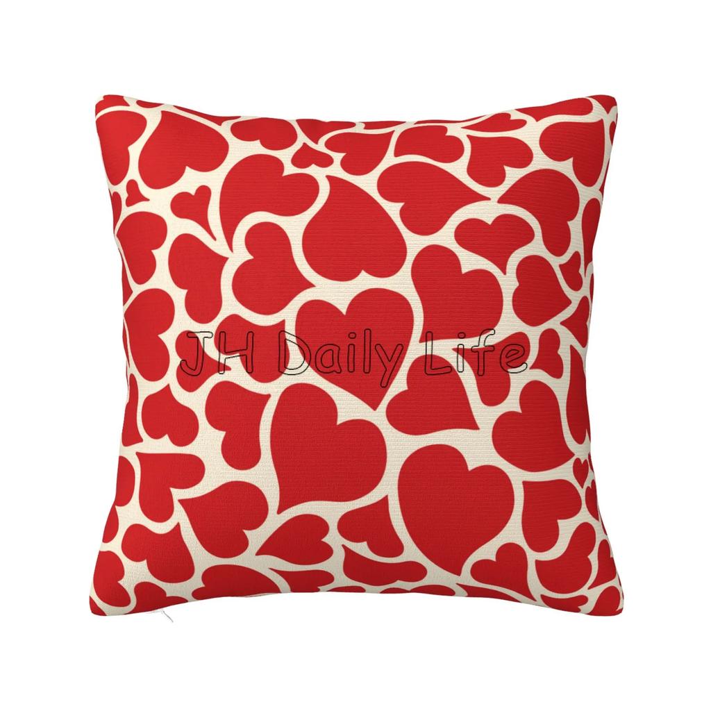Red Pink Love Heart Pillow Case Home Sofa Bed Decor Pillow Cover Cushion Cover Square Pillowcase 18x18 Inch Valentines Day Gift