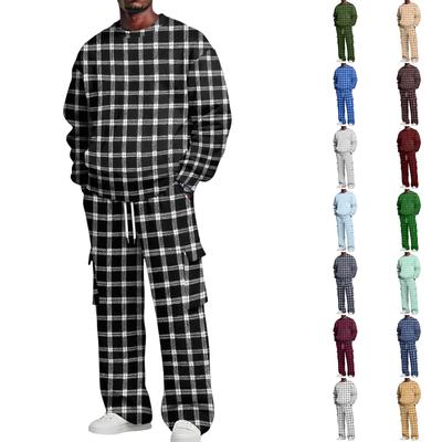 Men's Layer Sweatshirt and Cargo Pants Set with Elastic Waistband