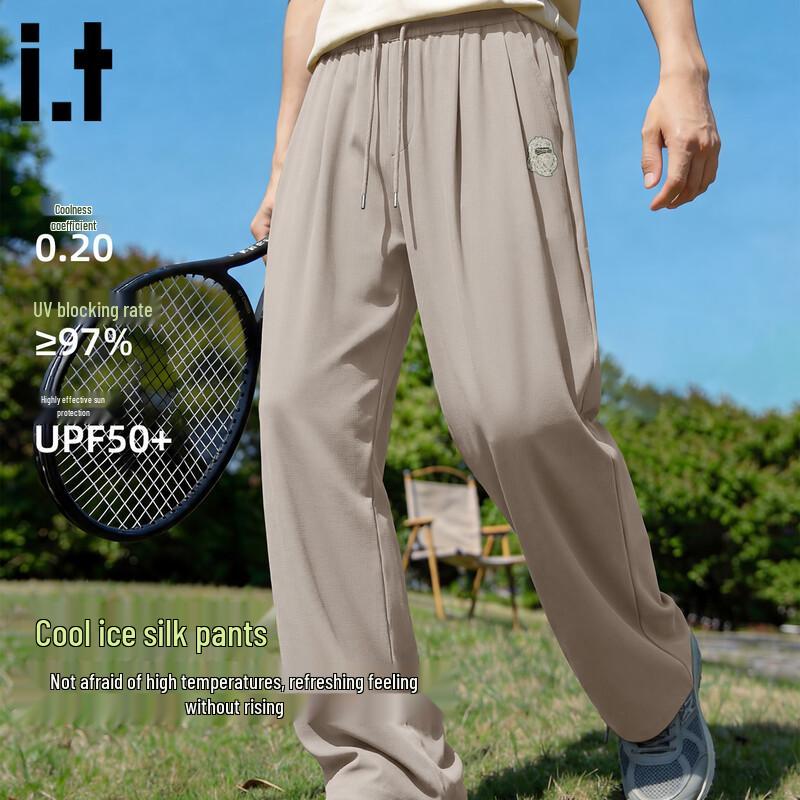 fingercroxx it Men s Dark Plaid Wide-Leg Ice Silk Casual Pants EU 41