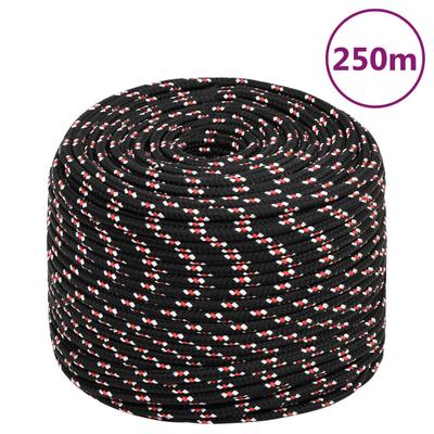 Vidaxl Linka Żeglarska, Czarna, 8 Mm, 250 M, Polipropylen