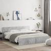 Bed Frame with Headboard, Concrete Grey, 200X200 Cm