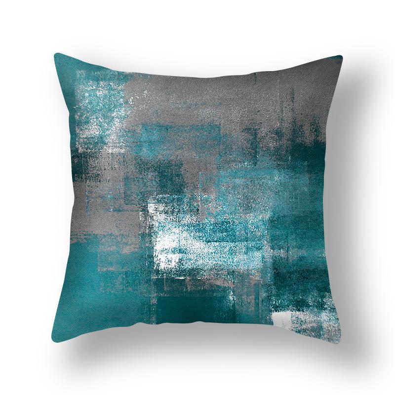 Ins Style Contrast Color Pillow Cover Polyester Printing Simple Versatile Sofa Pillow Living Room Decoration Chair Cushion