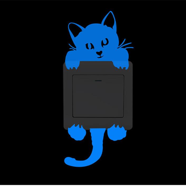 1PC Children's Switch Stickers Luminous Light Stickers Kid Room Decor Fairy Stars Cats PVC Stickers