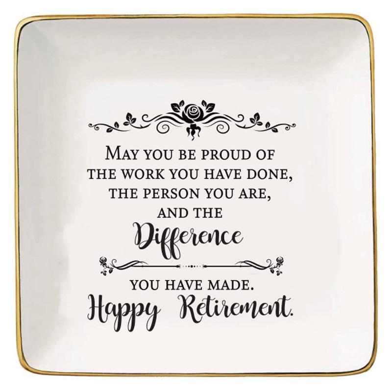 Ceramic Jewelry Dish with Gold Rim - Custom White Porcelain Tray for Rings, Necklaces, Earrings