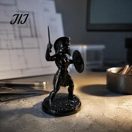 Detailed Muscle Armor Figurine 3D Printed Female Gladiator Statue, Spartan Woman Warrior with Collectible Statue Shield, Historical Desktop