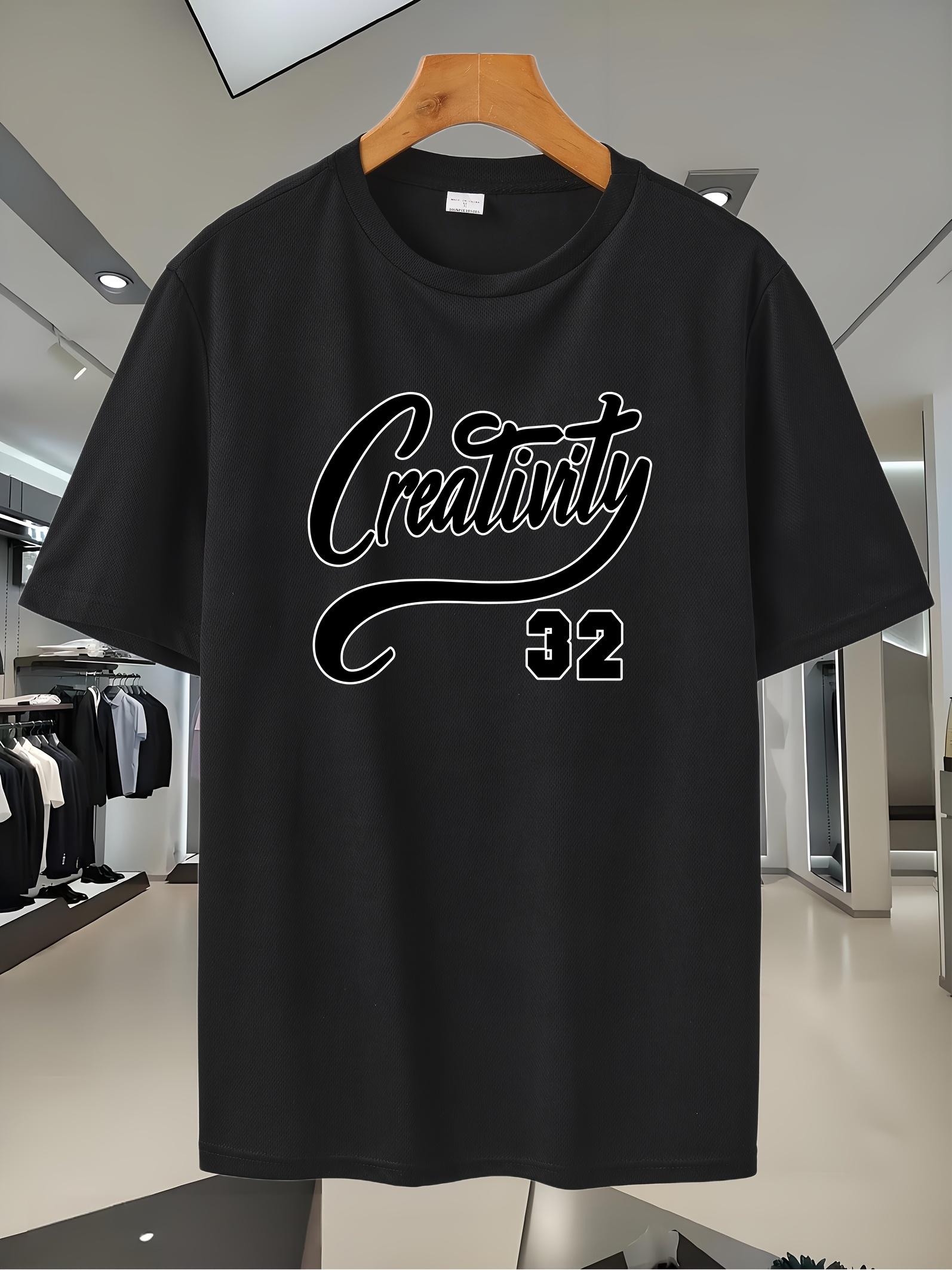 Navy Blue Creativity 32 Graphic T-shirt - Casual Sporty Style L