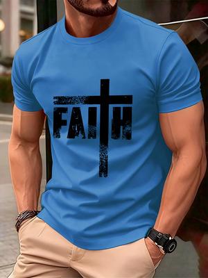 Faith The Cross Printed Cotton TShirts Mens Summer Short Sleeve Comfortable T Shirt Soft Oversized ONeck Tops Basic Clothes
