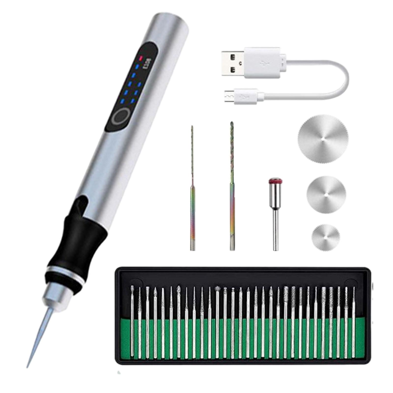 

1500 мАч 8 Вт DIY электрическая гравировальная ручка мини-набор для металла и стекла 3,6-4,2 В 18000 об/мин 0-70 мм глубина серый