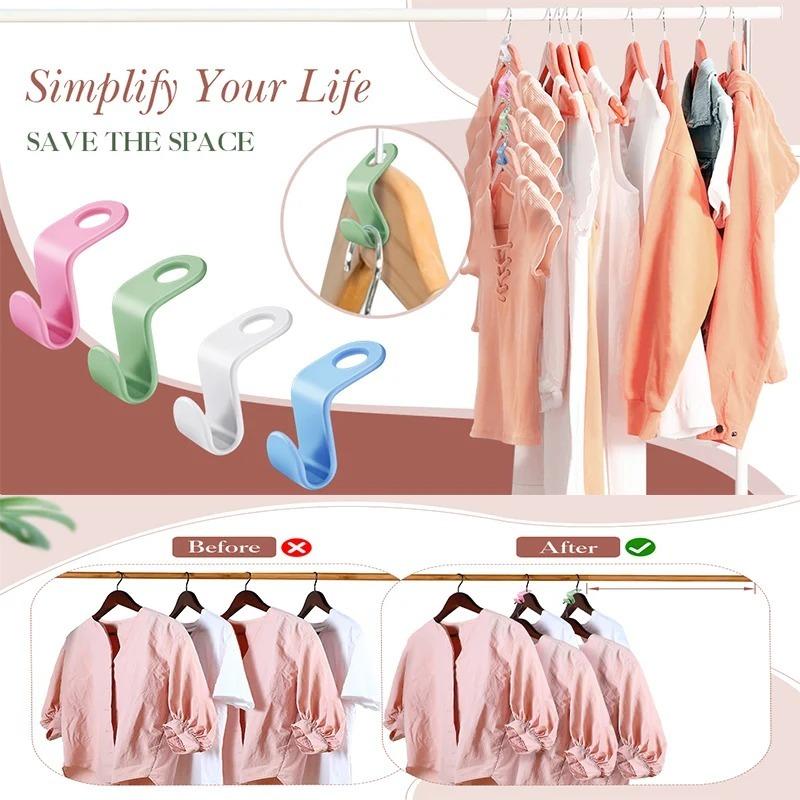 60Pcs Clothes Hanger Connector Hooks Space Saving Hanger Extender Closet Organizer Plastic Extender Clips Wardrobe Coat Shirt