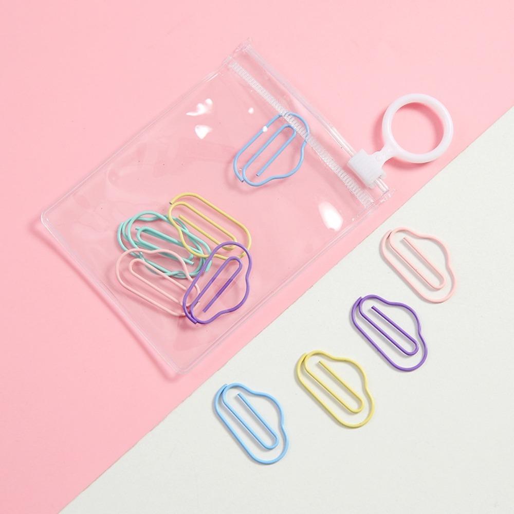 10Pcs Creative Metal Paperclips a Pack Student Candy Color Bookmark Clip Student Stationery School Office Supplies