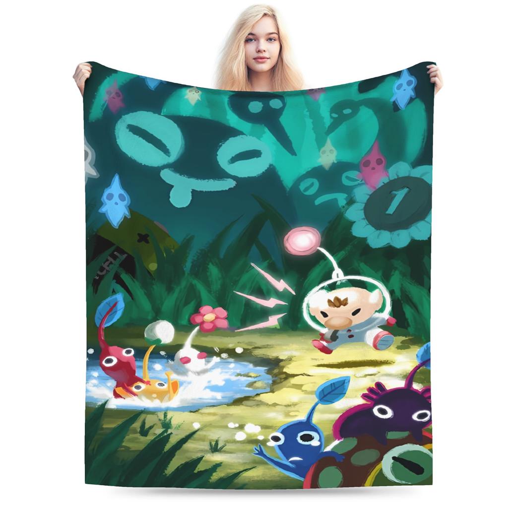 Pikmin Game Blanket Quality Super Warm  Throw Blanket Winter Kids Adult Living Room Fluffy Bedspread
