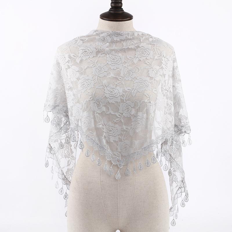 Women Rose Lace Veil Scarf Bandana Church Prayer Wedding Mantilla Chapel White Embroidered Hijab Women Scarves