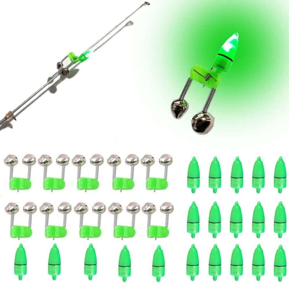 20Pcs Plastic Fishing Bite Alarms Rod Bells Tip Clip Spring Clip Tip up Lights Night Fishing