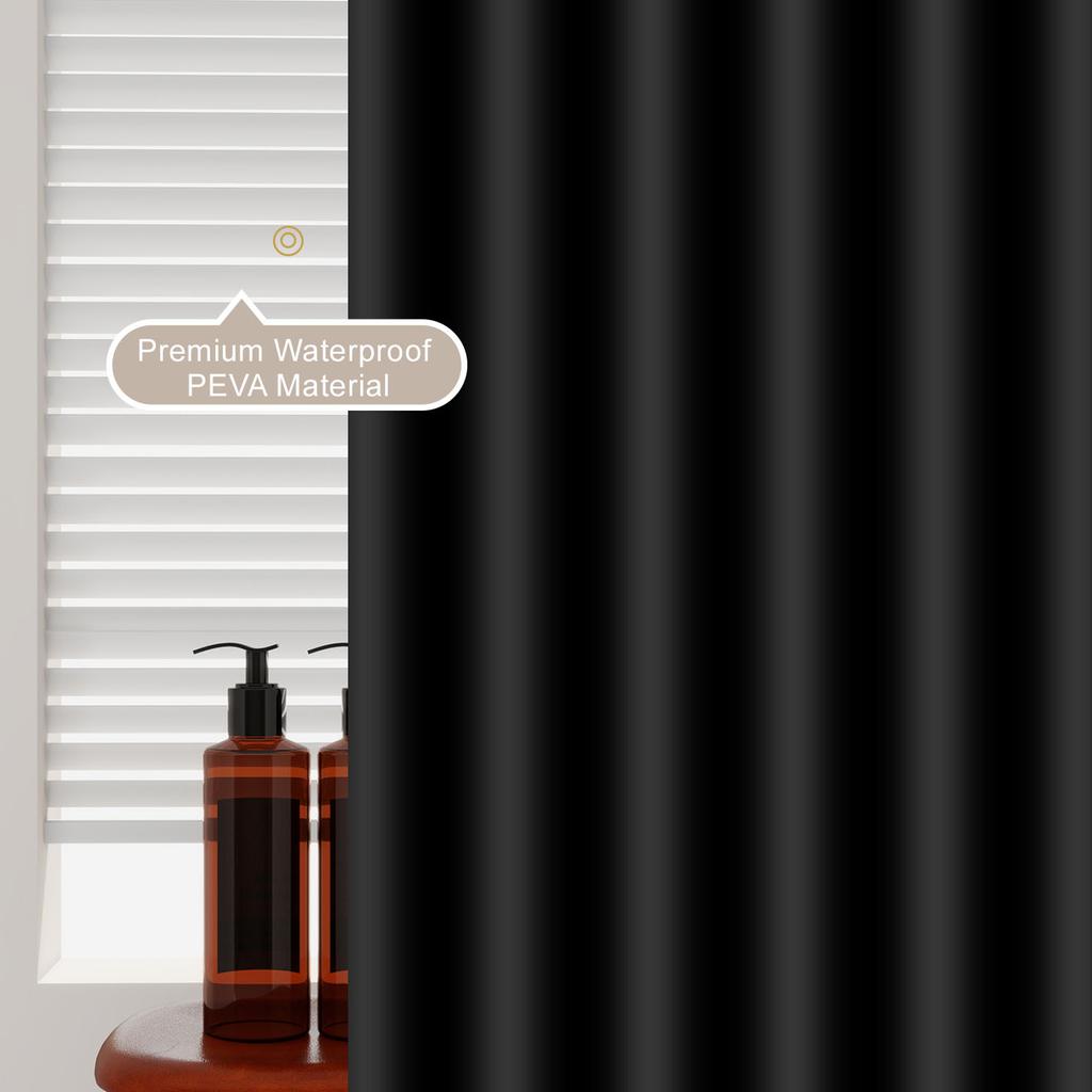 1Pc Minimalist Black Shower Curtains, Basic Soild-Color Waterproof Bathroom Accessories