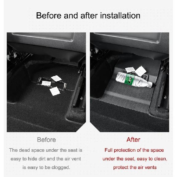 For Tesla Model Y -2024 Seat Bottom Carpet Protector Dirty Proof TPE Under Seat Rear Air Vent Protect Cover Storage Box Set