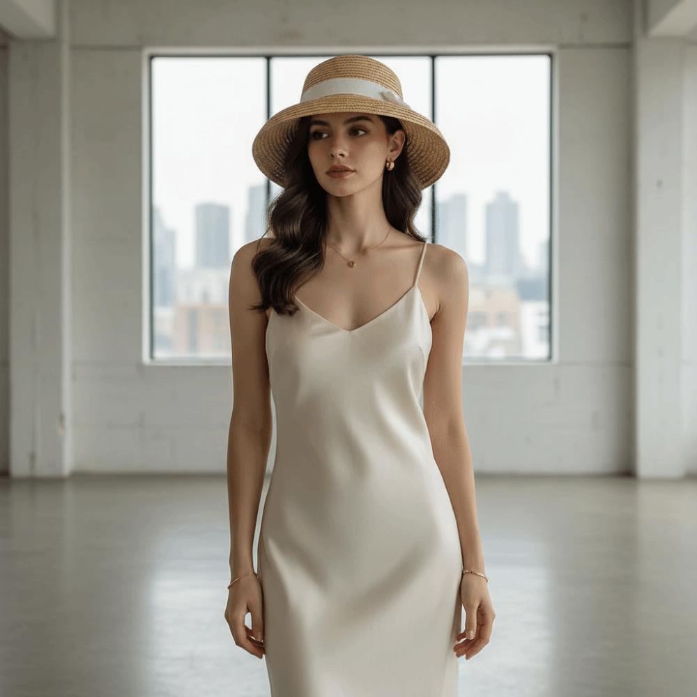 High-Density Weave Wheat Straw Cloche Breathable Round Top Straw Topper Sophisticated Travelers