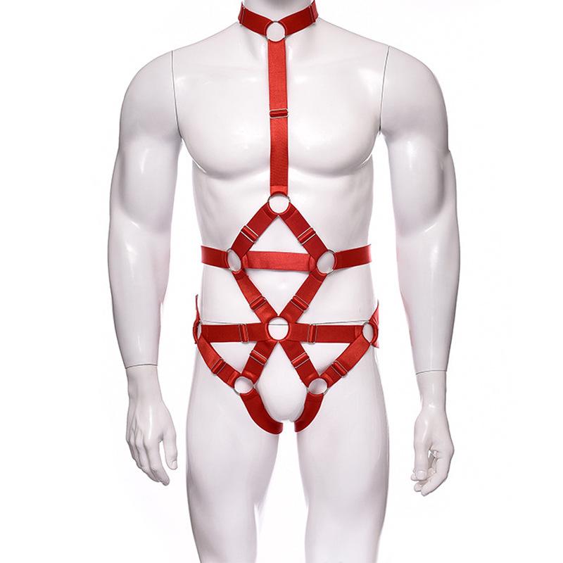 Men's Adjustable Elastic Open-Crotch Bodysuit for SM Training