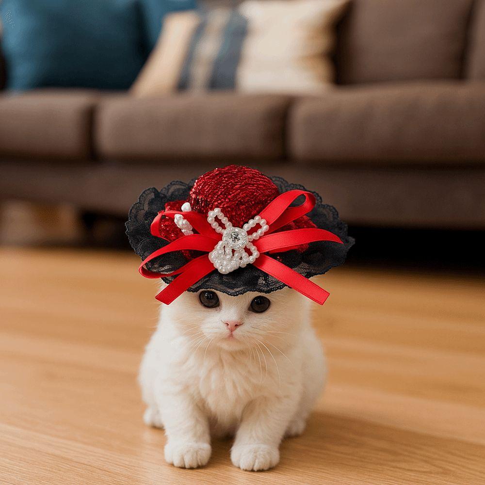 Sequin Pet Halloween Hat Adjustable Pet Decorative Hat Pet Accessories Cat Lace Hat  Photo Prop