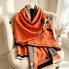 Autumn and Winter Hot Item: Minimalist Letter-style Cashmere Jacquard Scarf for Women, High-end Fashion Air-conditioned Room Shawl with Warm Neck