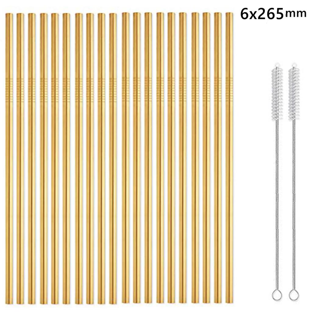 20 Pack 265cm Long Rainbow Metal Straws Reusable 304 Stainless Steel Drinking Straws for 30oz and 20oz Cup Bar Accessory