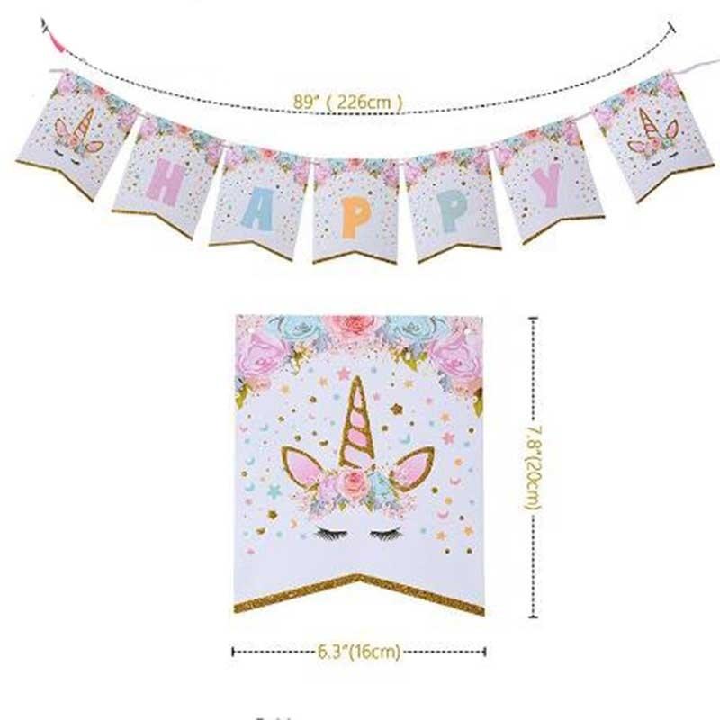 Happy Birthday" Letters Banner Garland Glittering Paper Flag Kids Birthday Party Decor