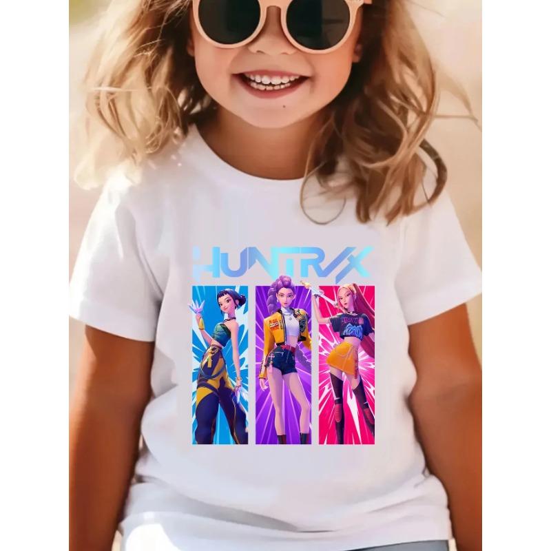 Wave demon hunter print fashionable casual round neck cartoon boy and girl cotton T-shirt